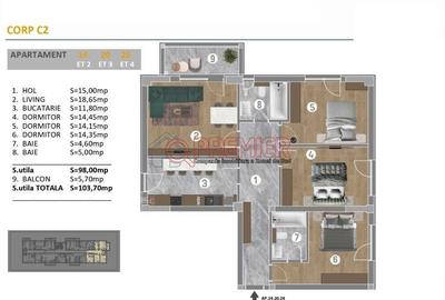 Apartament cu 4 camere semidecomandat în Metalurgiei