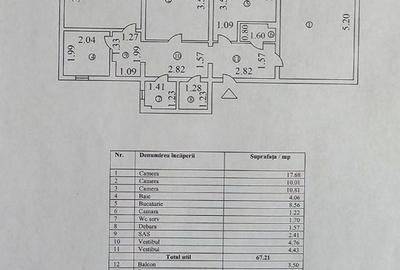 74 mp, 3 camere, 2 băi, 2 balcoane – 8 min până la metrou - comision 0 - 14
