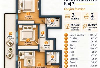 Apartament cu 3 camere decomandat în Central