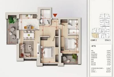 Apartament cu 3 camere decomandat în Theodor Pallady - 2