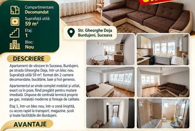 Apartament cu 2 camere decomandat în Burdujeni