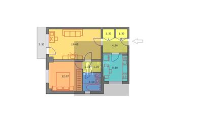 Apartament cu 2 camere semidecomandat, mobilat în P-ța Muncii - 2