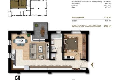 Apartament cu 2 camere în Unirii - 2