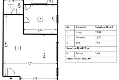 Apartament cu 2 camere semidecomandat în Giurgiului - 1