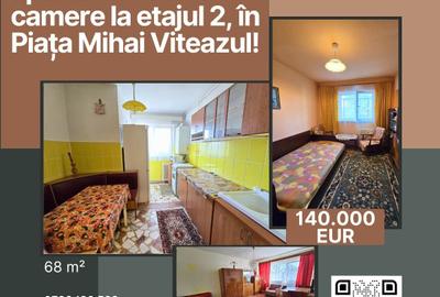 De vânzare apartament cu 3 camere la etajul 2, în Piața Mihai Viteazul! - 1