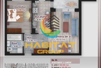 Pallady-2 Camere, decomandat, bucatarie inchisa, 63.25 mp. - 8