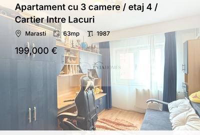 Apartament cu 3 camere / etaj 4 / Cartier Intre Lacuri - 1