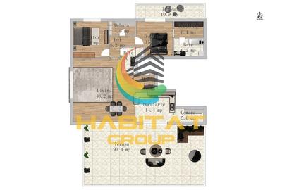 Penthouse 3 camere - UNICAT 127mp + 90mp terasa - 11