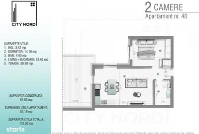 Apartament cu 2 camere în Tunari - 3