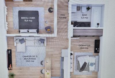 Penthouse cu 3 camere decomandat în Tractorul - 3