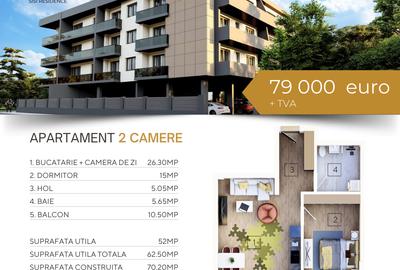 Apartament cu 2 camere în Tomis Nord