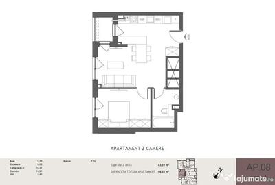 Apartament cu 2 camere semidecomandat în Florești - 6