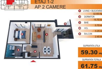 Apartament cu 2 camere în George Enescu