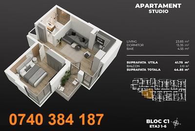 Studio modern 44.85 mp - Bloc Nou 2025 - Metrou Berceni - M2 la 3 minute - 2