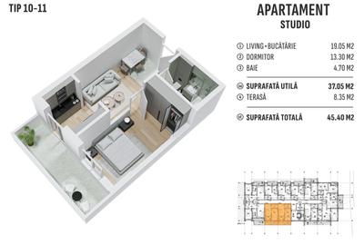 De vanzare, 2 camere tip Studio, 20 min M2 Dimitrie Leonida
