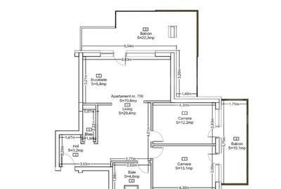 Apartament spa?ioas cu 3 camere, in bloc nou, cu vedere pa