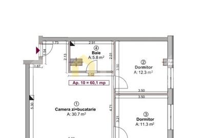 Apartament 3 Camere de Vanzare | SU 60.07 mp | Floresti, zona Terra - 3