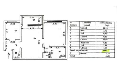 Apartament cu 2 camere semidecomandat în Țiglina 1 - 2
