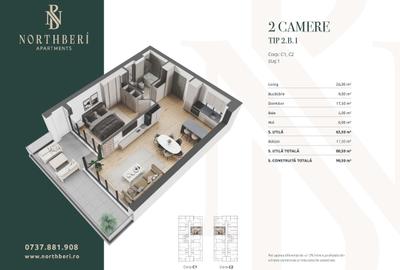 Apartament 2 camere– NORTHBERÍ, Str. Jandarmeriei - 5