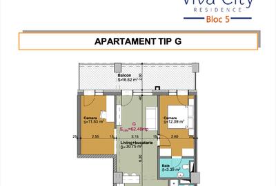 Apartament cu 3 camere, 2 bai si parcare subterana in Viva City (79mp) - 2