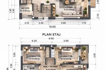 Casă cu 4 camere cu Teren 360 Mp în Tunari
