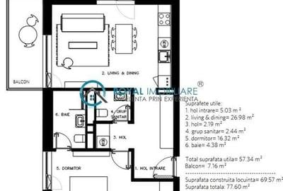 Apartament cu 2 camere decomandat în Democrației