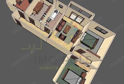 Cetatii. Etaj 1. Centrala proprie. 4 camere transformat in 3 camere decomandat - 7