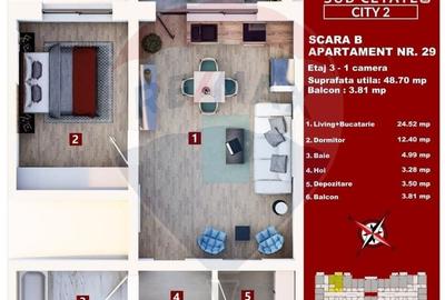Apartament cu 2 camere nedecomandat în Sânpetru