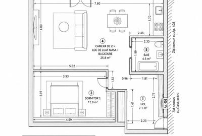 Apartament cu 2 camere, mobilat în Brătianu - 11