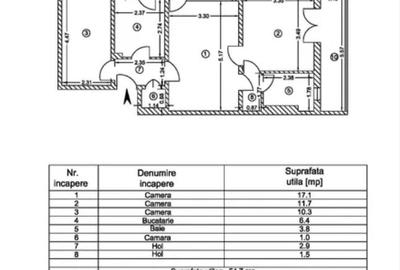 Apartament cu 3 camere semidecomandat în Micro 16