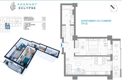 Apartament cu 2 camere semidecomandat în Nicolina - 1
