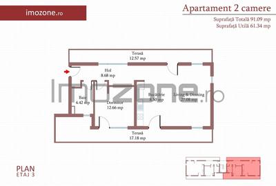 Cartierul Militari, 2 camere cu terasa de 29 mp, 3 bai, etaj 3, finisat modern, comision 0% - 2