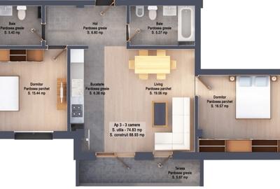 Apartament premium  3 camere,Victoriei ,zona Mărul de Aur