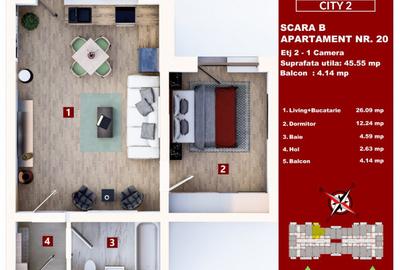 Apartament cu 2 camere semidecomandat în Sânpetru - 2
