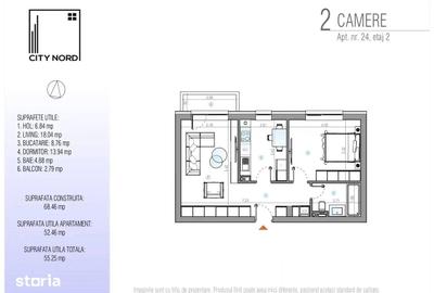 Apartament cu 2 camere decomandat în Tunari - 5