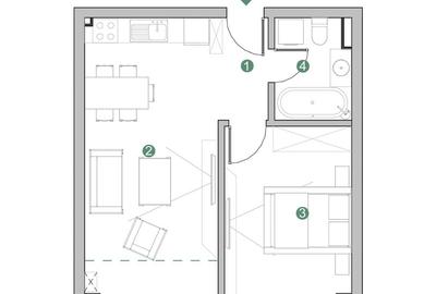 Apartament cu 3 camere în Militari
