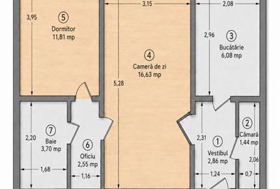 Apartament cu 2 camere în Pajura - 14