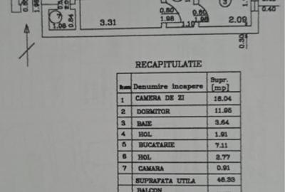 Apartament , 2 camere , semi-decomandat