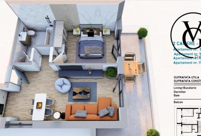 Apartament cu 2 camere, mobilat în Central