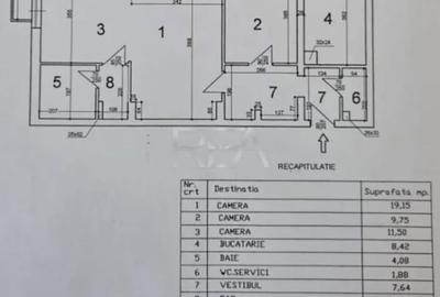Apartament cu 3 camere semidecomandat în Teiul Doamnei