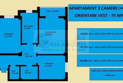 Apartament 3 camere nou de vanzare in Iasi Valea Lupului, decomandat - 2
