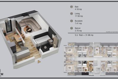 Garsonieră decomandată în Chiajna - 2