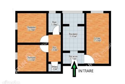Apartament cu 3 camere decomandat, mobilat în Vasile Aaron - 7