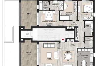 Apartament cu 4 camere  - Penthouse - finalizat/intabulat , Noua Residence 2 - 4