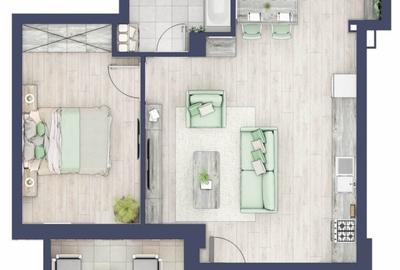 Apartament 2 camere, semidecomandat, 52,50 mp, zona Turnisor