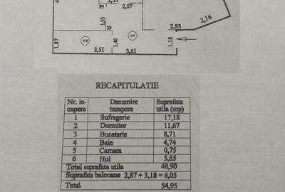 Apartament cu 2 camere decomandat în - 1