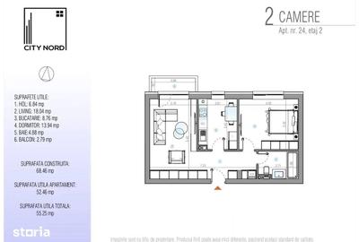 Apartament cu 2 camere decomandat în Tunari - 9