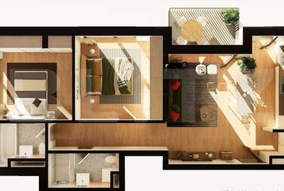 Apartament cu 3 camere semidecomandat în Între Lacuri - 1