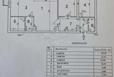 Apartament cu 3 camere semidecomandat în Teiul Doamnei