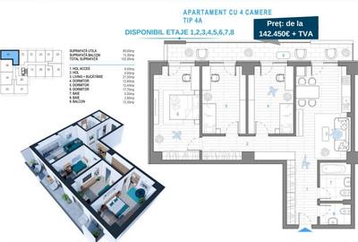 APARTAMENT 4 CAMERE, 103 MP, ETAJ INTERMEDIAR, NICOLINA, comision % !!! - 2